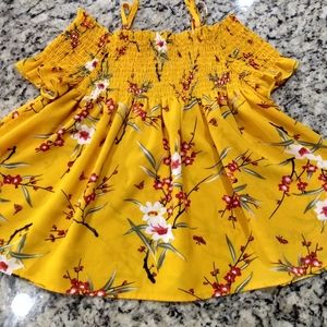 Sunshine yellow boho cold shoulder top